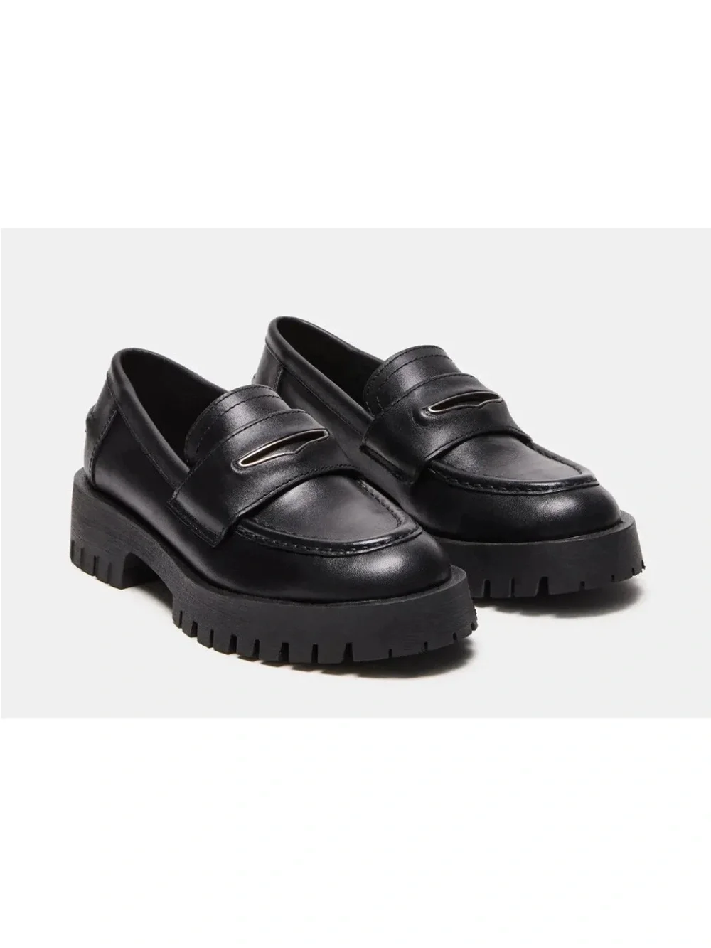 Steve Madden Black Lug Sole Penny Loafers